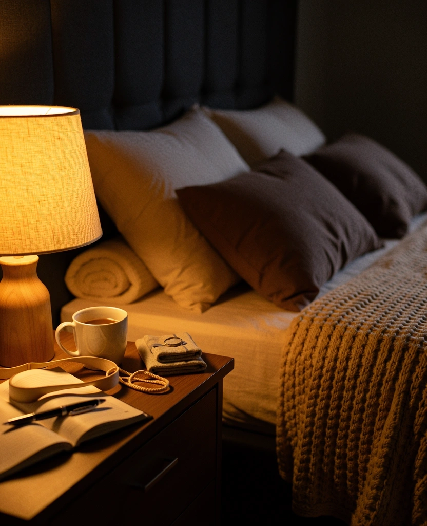 Atmosphärisches Schlafzimmer im Abendlicht